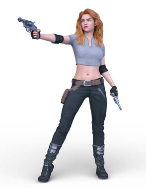 bir kadın savaşçı 3D render