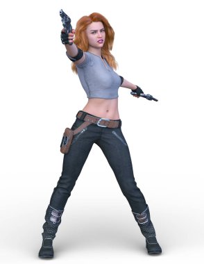 bir kadın savaşçı 3D render