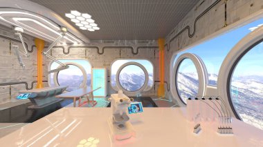 Uzay aracındaki teftiş odasının 3 boyutlu görüntülenmesi