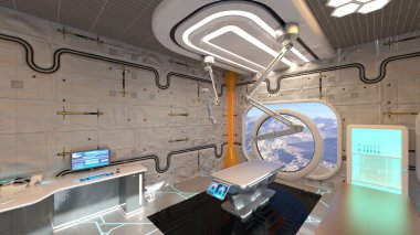 Uzay aracındaki teftiş odasının 3 boyutlu görüntülenmesi