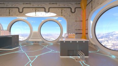 Uzay aracındaki teftiş odasının 3 boyutlu görüntülenmesi