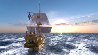 Bir yelkenlinin 3D görüntüsü