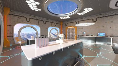 Uzay gemisindeki konferans odasının 3D görüntülemesi