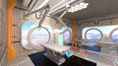 Uzay gemisindeki konferans odasının 3D görüntülemesi