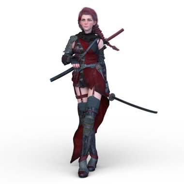 3 boyutlu kadın eskrimci.