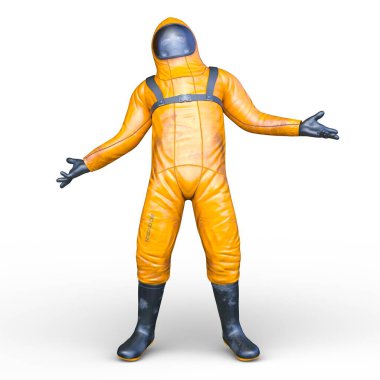 Bir erkek astronotun 3 boyutlu canlandırması
