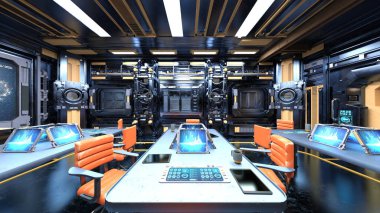 Uzay istasyonu peyzajının 3B görüntülemesi