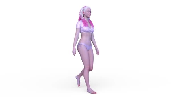 Darstellung Einer Wandelnden Frau Bikini — Stockvideo