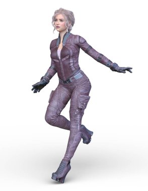 bir kadın savaşçı 3D render