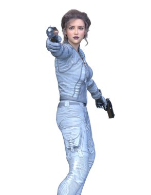 bir kadın savaşçı 3D render