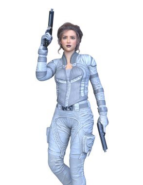 bir kadın savaşçı 3D render