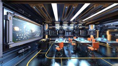 Uzay istasyonu peyzajının 3B görüntülemesi