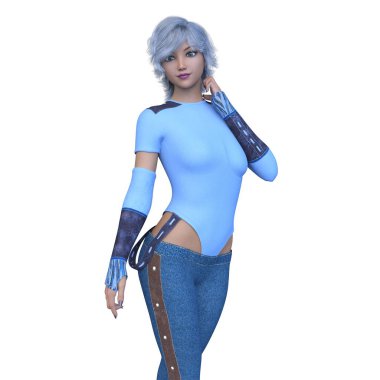 Kısa saçlı bir kadının 3 boyutlu görüntüsü