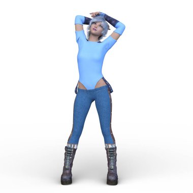 Kısa saçlı bir kadının 3 boyutlu görüntüsü