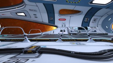 Uzay istasyonu peyzajının 3B görüntülemesi