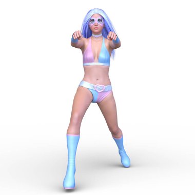 Bikinili bir kadının 3B görüntüsü