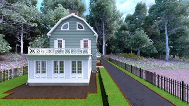 Ormandaki bir evin 3 boyutlu canlandırması