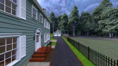 Ormandaki bir evin 3 boyutlu canlandırması