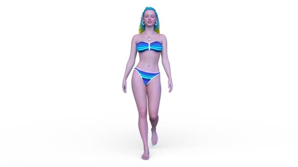 Rendering Walking Woman Bikini — Stock Video