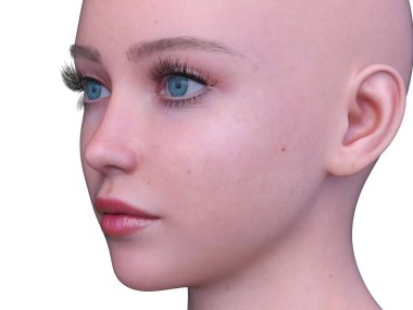 Bir kadının yüzünün 3 boyutlu görüntüsü.