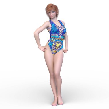 Mayo giymiş bir kadının 3D görüntüsü