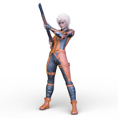 bir kadın savaşçı 3D render
