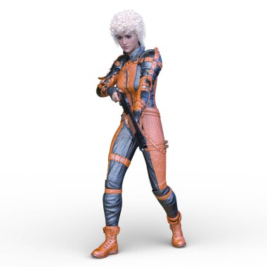 bir kadın savaşçı 3D render