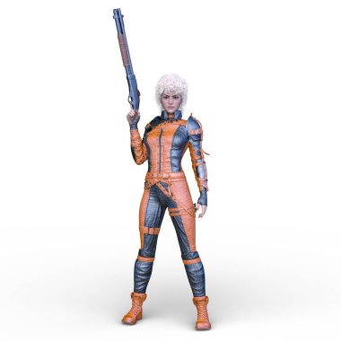 bir kadın savaşçı 3D render