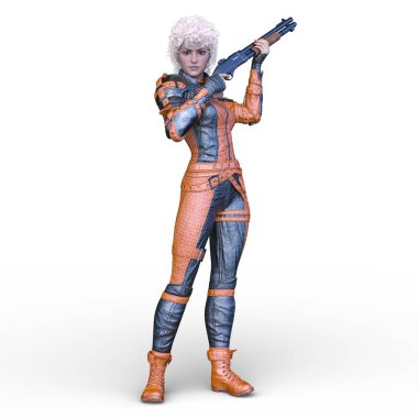 bir kadın savaşçı 3D render
