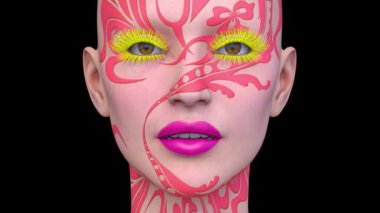 Bir kadının yüzünün 3 boyutlu görüntüsü.