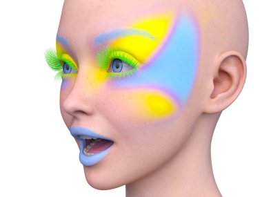 Bir kadının yüzünün 3 boyutlu görüntüsü.