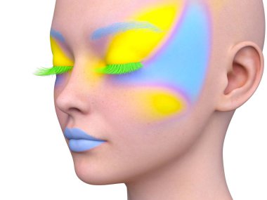 Bir kadının yüzünün 3 boyutlu görüntüsü.