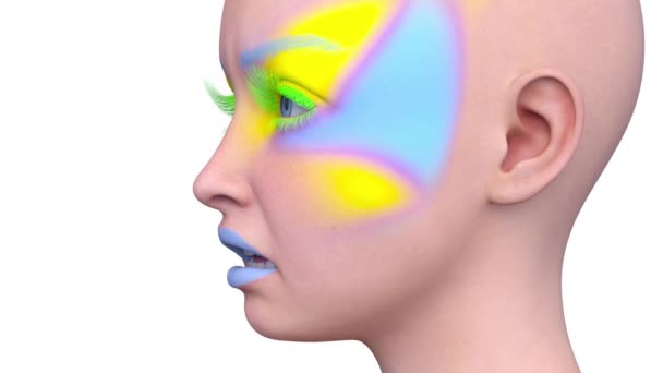 女性面部特写的3D渲染 — 图库视频影像