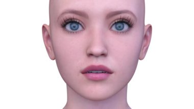 Bir kadının yüzünün 3 boyutlu görüntüsü.