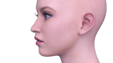 Bir kadının yüzünün 3 boyutlu görüntüsü.