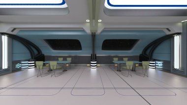 Uzay gemisindeki konferans odasının 3D görüntülemesi