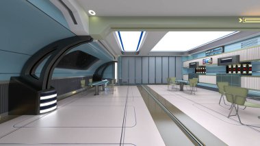 Uzay gemisindeki konferans odasının 3D görüntülemesi