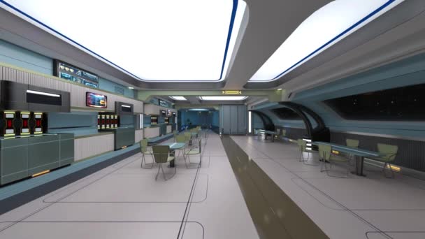 飞船上会议室的3D绘制 — 图库视频影像