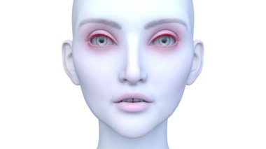 Bir kadının yüzünün 3 boyutlu görüntüsü.