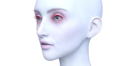 Bir kadının yüzünün 3 boyutlu görüntüsü.