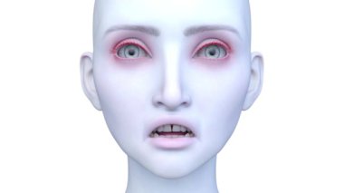 Bir kadının yüzünün 3 boyutlu görüntüsü.