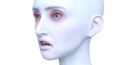 Bir kadının yüzünün 3 boyutlu görüntüsü.