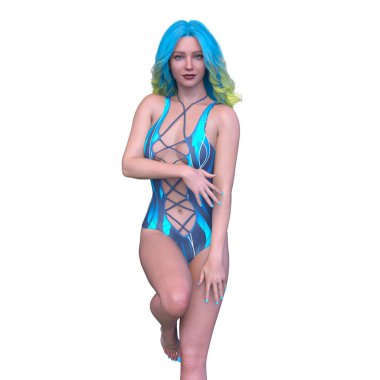 Mayo giymiş bir kadının 3D görüntüsü