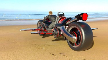 3D rendering of a cyber man rider