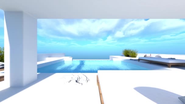 Rendering Rooftop Swimming Pool — Vídeo de Stock