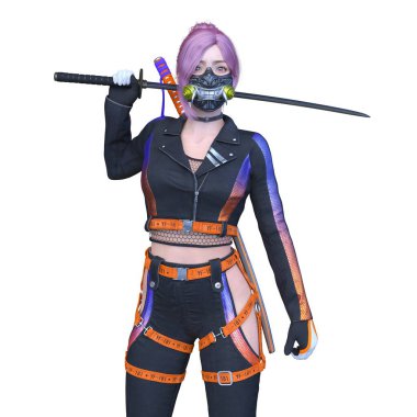 3 boyutlu kadın eskrimci.