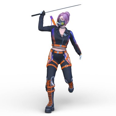 3 boyutlu kadın eskrimci.