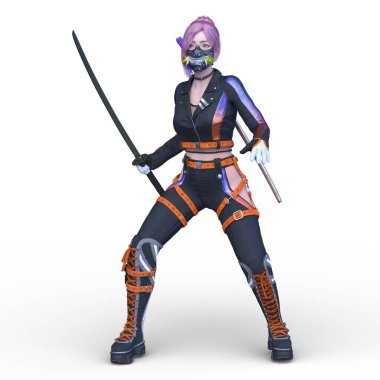 3 boyutlu kadın eskrimci.