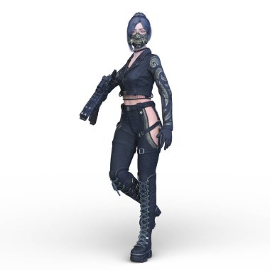 bir kadın savaşçı 3D render