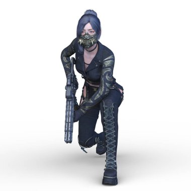 bir kadın savaşçı 3D render